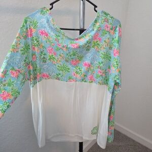Floral Blue and White Women's Top